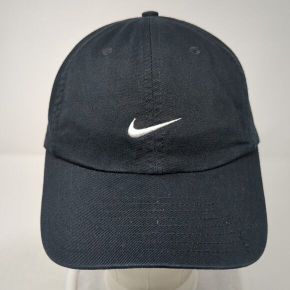Nike Swoosh Slideback Hat Black Solid One Size Embroidered Vent Holes - Picture 2 of 10